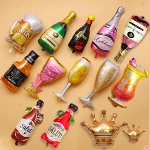 Bierbecher Whiskey Cocktail Champagner Getränk Glasflasche Happy Birthday Ballon UK - Bild 1 von 22