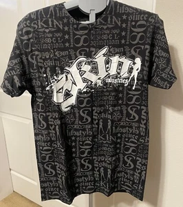 NWOT Skin Industries Black, Grey, White Word Female Figure Tee - Size M - Picture 1 of 3