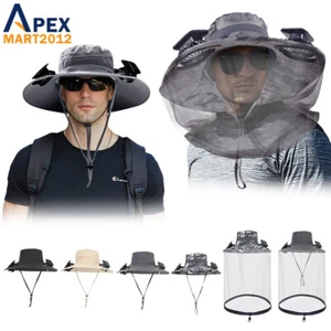Cappello Sole Tesa Larga con Ventagli Solari Outdoor Uomo Donna Pesca Escursionismo Protezione UV - Foto 1 di 18