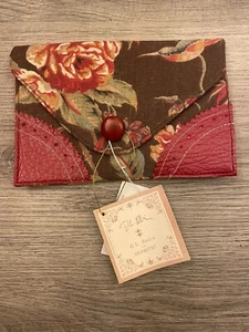 New D.L. RHEIN for SILVESTRI Brown Floral And Red FABRIC 4x6 Wallet - Picture 1 of 5