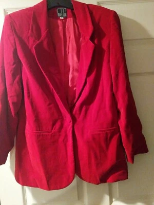 Chaqueta Blazer Mujer Vintage Marc Alan Terciopelo Rojo Talla 8 LUX LUX LUX Botón Grande Foto 1 de 4
