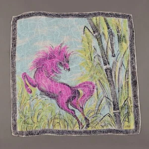 Vintage Scarf Aligo Sassu Coloured Silk Horses Italy - Picture 1 of 7
