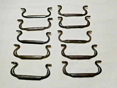 Antiguo salvamento ~ diez 10) pacas de acero para diámetro de 3" ~ herrajes para cajones ~ #3397 Foto 1 de 2