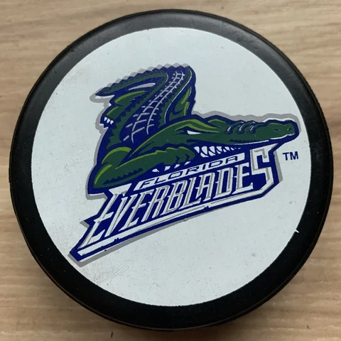 FLORIDA EVERBLADES ECHL HOCKEY PUCK BLUE ECHL LOGO REVERSE MADE IN CANADA 🇨🇦 Cover