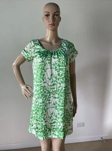Francesca’s Made in USA Grün Botanical Print Babydoll Kleid Kurzarm Gr. S - Bild 1 von 12