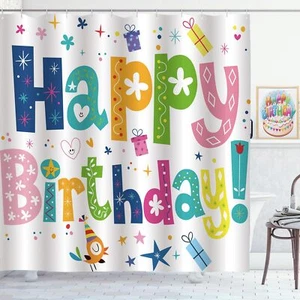 Happy Birthday Shower Curtain Kids Birthday Party Rainbow Shower Curtain for ... - Picture 1 of 5