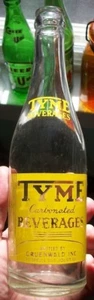 TYME CARBONATED BEVERAGES JOLIET ILLINOIS GRUENWALD 1950S YELLOW PRINT ACL SODA - Bild 1 von 5
