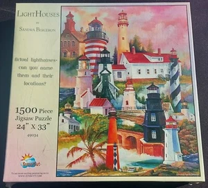 SunsOut "Light Houses" by Sandra Bergeron 1500 Piece Jigsaw Puzzle VINTAGE/NEW - Picture 1 of 8