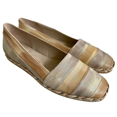 Alpargata plana AMALFI RANGONI para mujer talla 9,5 beige tejida ribete metálico cómoda Foto 1 de 4