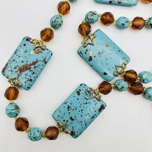 Vintage Joan Rivers Faux Turquoise Necklace 36" - Picture 1 of 5