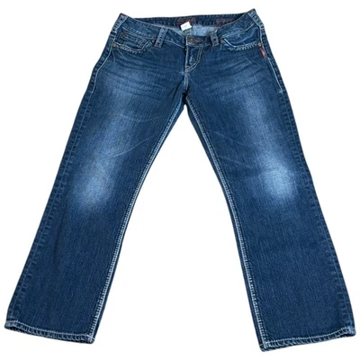 Silver Co. Santorini Capri Jeans Womens 30x25 Blue Denim Stretch Embroidered Y2K - Image 1 of 4