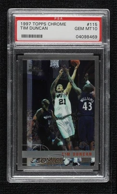 1997-98 Topps cromo Tim Duncan #115 PSA 10 GEM MT novato RC HOF Foto 1 de 2