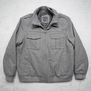 Wool Bomber Jacket Mens XL Gray Full Zip Quilted Heavy J. Ferrar - Picture 1 of 12