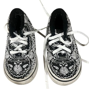 Vans Toddler Bandana Paisley Skate Shoes Black/White Size 4.5 - Picture 1 of 9