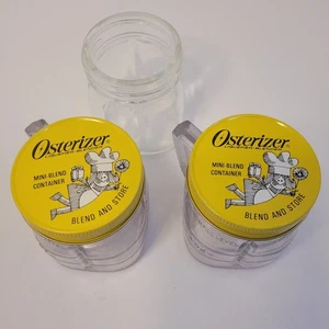 Osterizer Lot Of 3 Mini Blend & Store Container 2 Plastic Lids & 1 Glass No Lid - Picture 1 of 9