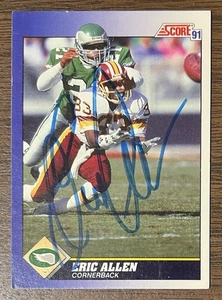 ERIC ALLEN AUTOGRAPHED 1991 SCORE FOOTBALL CARD # 2 HOF PHILADELPHIA EAGLES - Picture 1 of 5