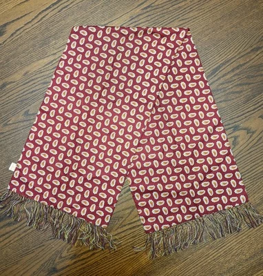 Vtg Mid-Century Opera Scarf 8 by Cisco Silk With Rayon Fringe Red Cream Paisley - Image 1 of 4
