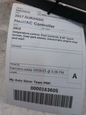 Control de temperatura Control frontal de temperatura compatible con 16-17 DURANGO 406374 Foto 1 de 3