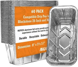 60 Pack Reusable Aluminum Grease Cup Liners for Blackstone Griddles 17-36 - Picture 1 of 47