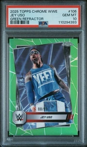 2025 Topps Chrome WWE #106 Jey Uso Green Refractor /99 PSA 10 Pop 1 - Bild 1 von 2