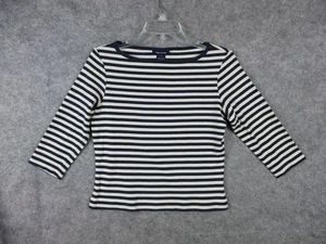 The Limited Shirt Womens Small Navy White Stripe Boatneck Tee 3/4 Sleeve USA Y2K - Picture 1 of 11