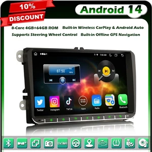 8-Core 9" Android 14 Car Stereo GPS for VW Golf 5 Polo Tiguan Sharan Passat SEAT - Picture 1 of 24