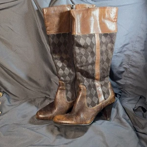 Born Crown Damen braun abgenutzt Leder Reißverschluss hohe Stiefel 8 M - Bild 1 von 9