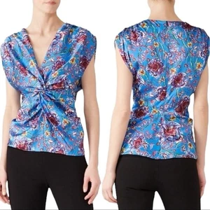 Top Prabal Gurung Collettivo Floreale Twist Frontale Raso Tg 12 - Foto 1 di 9