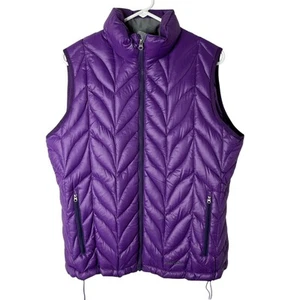 Eddie Bauer Womens Goose Down Puffer Vest XL Purple Full Zip Up Pockets 700 Fill - Picture 1 of 8