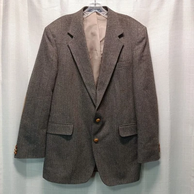 Blazer Reed St James Marrón Lana Espiga 2 Botones 42L Parches en el Codo Foto 1 de 4