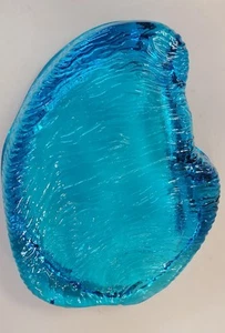 Vtg Blenko Amoeba Free Form Turquoise Aqua Blue Glass Ashtray Trinket Dish MCM - Picture 1 of 5