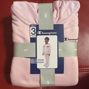 NEW Champion size 5 Grey Girls 3 Piece set : Tee, Hoodie, & Legging - Picture 1 of 4