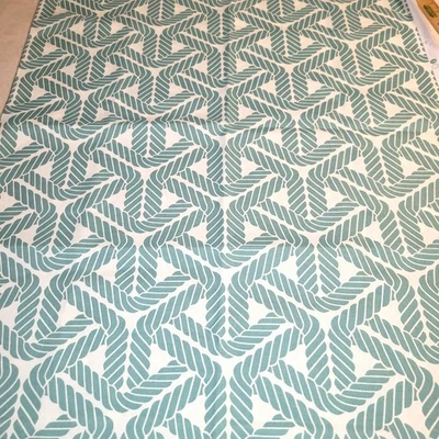 P/K Lifestyles Outdoor Screen Print Fabric Rope Design 54"x51" Cream Green - Image 1 of 4