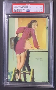 1941 Mutoscope All American Girls Pinup A LAD-HER PROBLEM (MS6) Elvgren - PSA 8 - Picture 1 of 2