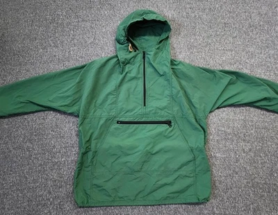 复古 LL Bean 夹克男式大号绿色尼龙 Anorak 连帽套衫风衣 — 第 1/4 张图片