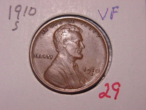 1910-S LINCOLN CENT VF NICE BETTER DATE FREE SHIPPING Cover
