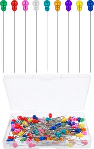Bunte Stecknadeln mit Kopf Glaskopfnadeln 55mm Edelstahl Stecknadeln Nähstifte G - Bild 1 von 7