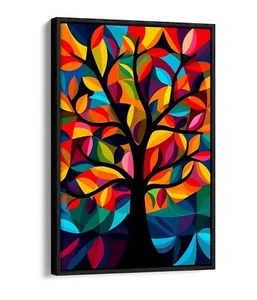 IMPRESIÓN ARTÍSTICA EN LIENZO EFECTO FLOTADOR DECORACIÓN DEL HOGAR CONTEMPORÁNEO ÁRBOL ABSTRACTO MULTICOLOR - Imagen 1 de 12
