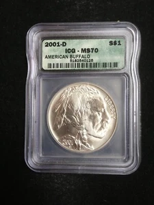 2001-D MS70 ICG Certified American Buffalo Commemorative Silver Dollar - Picture 1 of 4