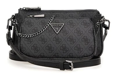 GUESS Noelle II Double Pouch Crossbody Bag Umhängetasche Coal Logo Neu - Bild 1 von 3