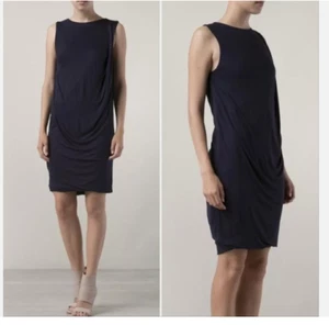 Vestido Vince Azul Marino Tejido Drapeado Hombro - Talla Extra Pequeña - Imagen 1 de 6