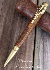 hb - Keen Handcrafted Handmade Bocote Antique Brass Medical Pen - Bild 1 von 5