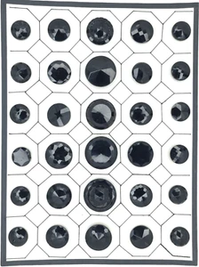 Vintage Large Assorted Faceted Black Glass Button Collector Show Card LOT .8-1.5 - Picture 1 of 3