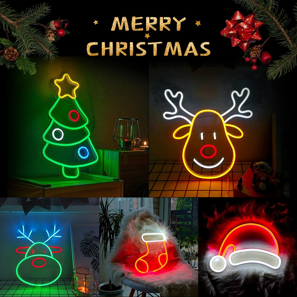 Christmas LED Neon Sign Light Home Room Nightlight Man Cave Party Wall Art Decor - Image 1 of 1