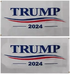 3x5 Trump 2024 Wave White 100D 3'x5' Woven Poly Nylon Double Sided Flag Banner - Picture 1 of 5