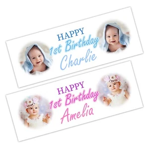 FOTO HAPPY BIRTHDAY BANNER NAME PERSONALISIERT PARTY JUNGEN MÄDCHEN KINDER - Bild 1 von 5