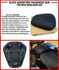 BLACK ADVENTURE PASSENGER SEAT FOR ROYAL ENFIELD NEW HIMALAYAN 450 - Picture 1 of 6
