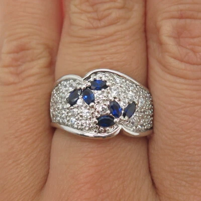 ROSS SIMONS 925 Sterling Silver Lab-Created Sapphire & C Z Ring Size 8.25 - Image 1 of 4