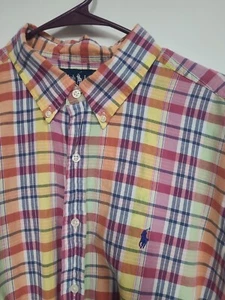 Polo Ralph Lauren Shirt Mens XL Button Up Plaid Short Sleeve  - Picture 1 of 4
