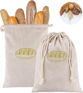 Brotbeutel Leinen, 2 Stück Wiederverwendbare Aufbewahrung Frischhalten, Brotsack - Bild 1 von 12